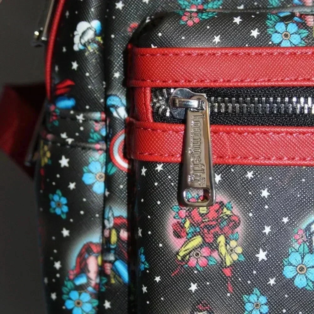 Loungefly Marvel Avengers Mini Backpack Floral Tattoo Print NWT - Picture 2 of 16